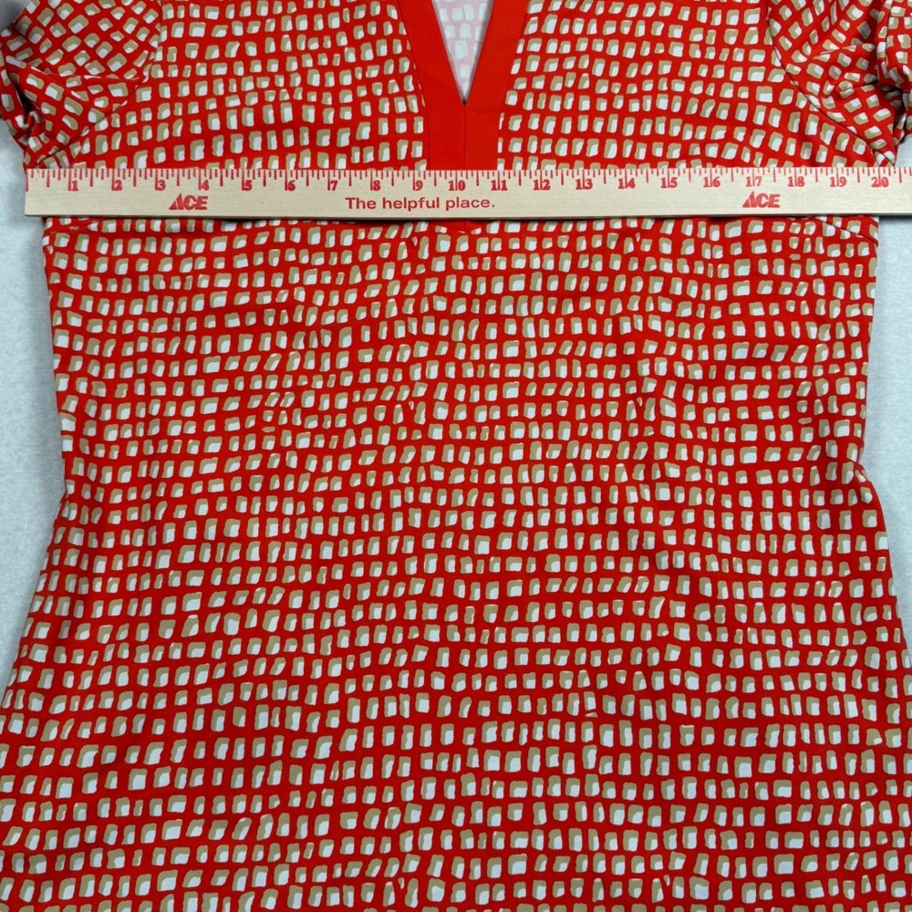 J McLaughlin Boca Tunic Top Womens Large Orange Geometric Catalina Cloth - Picture 3 of 8